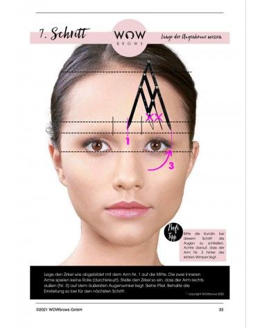 Beispiel für die Schritt für Schritt Anleitung bei der Vermessung des Gesichtes aus dem Microblading Buch