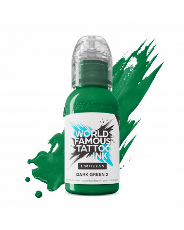 World Famous Ink Pigment Dark Green 2 für Eyeiner und Fineline Tatoos in der 30ml Flasche